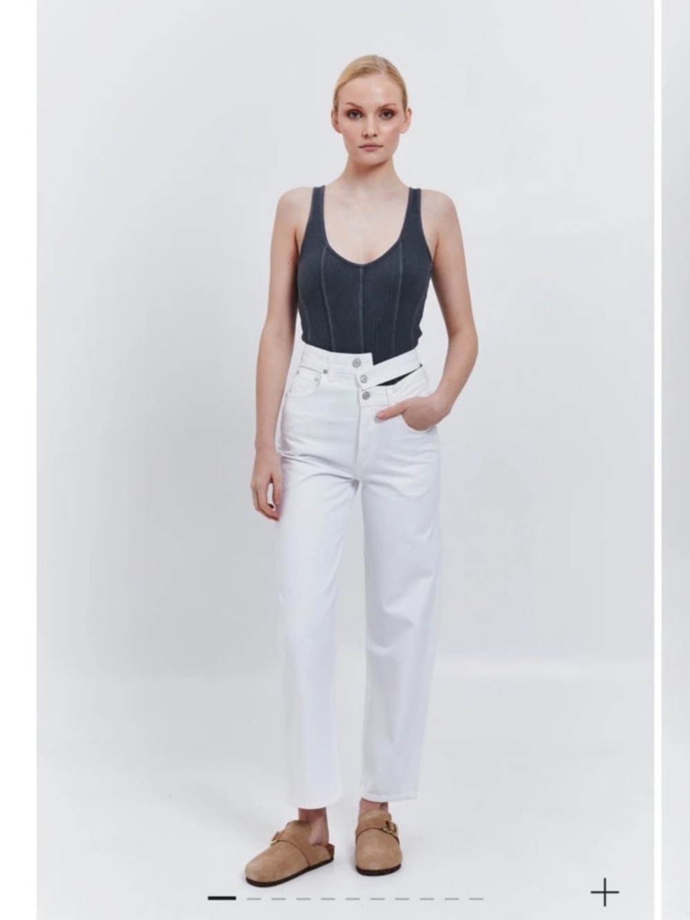 Agolde Broken Waistband White Denim Organic Jeans High Waist Womens Size 24